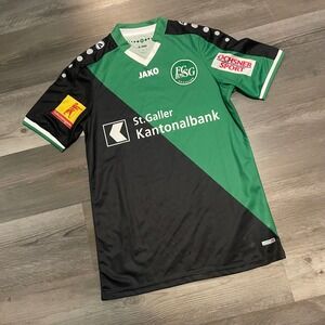 Jako FC St Gallen 1879 Soccer Jersey Mens Small Green Black Swiss Super League